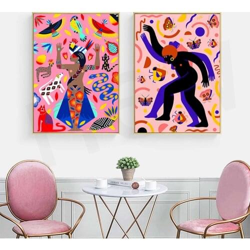 Minimalist Vintage Color Wall Art Canvas Painting Abstract Lover Dancer Posters Print Pictures For Living Room Nordic Home Decor