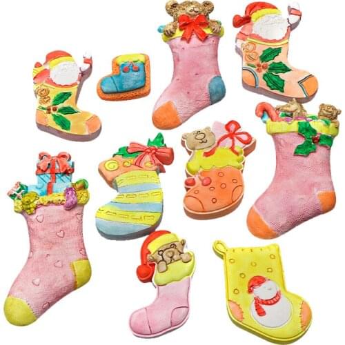 Multiple Styles Christmas Socks Shape Silicone Biscuit Chocolate Molds DIY Fondant Cake Baking Tools Handmade Soap Plaster Mould