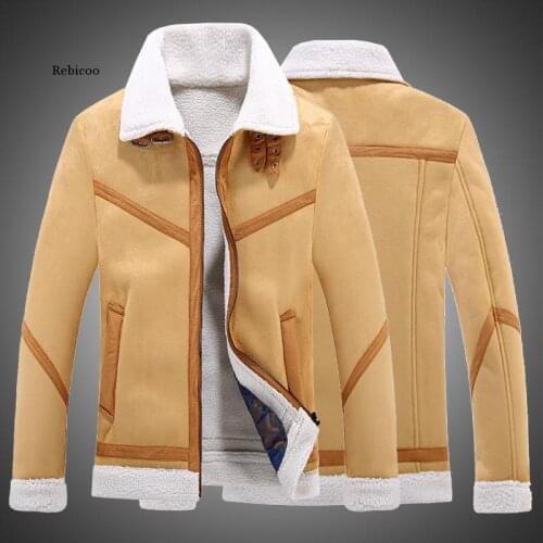 Mens New Winter Fashion Leather Jacket Faux Fur Coat Leather Coats Fleece Lined Velvet Men Thick Thermal Motorcycle Jacket