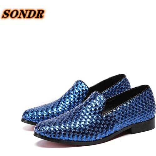 Sapatos Masculino Men Genuine Leather Loafers High Quality Shoes Korean Style Classic Blue Men Formal Casual Dress Wedding Shoes