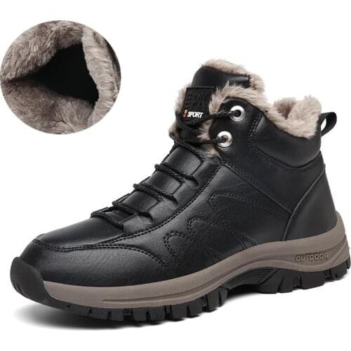 Men Winter Snow Boots Waterproof Ankle Boots Plush Shoes Outdoor Casual Shoes Lace Up Sneakers Non Slip Handmade Boots Men