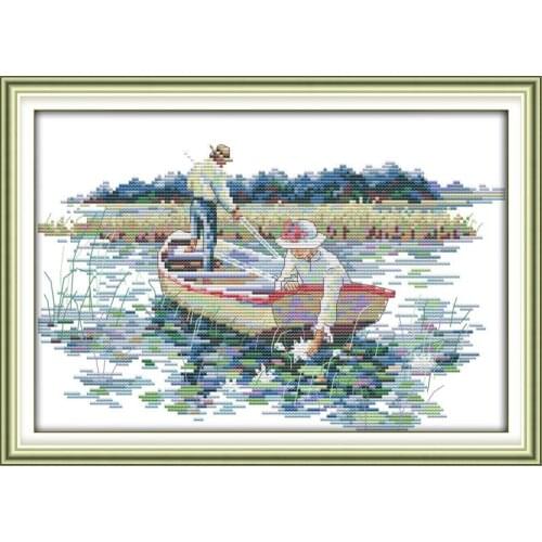 Cross Stitch Kit Pick The Lotus 14ct 11ct Stamped Count Printed Canvas Stitches Embroidery Handmade Needlework Sets Needlepoint