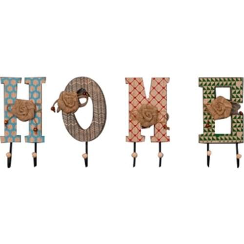 New Creative Wall Hooks Set Hanging Wooden Decor Hook With Letter Decorative Novelty Alphabet DIY Wall Art Hooks Accessories
