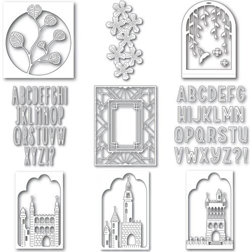 2021 New Castle Background Ornament Metal Cutting Dies For DIY Crafts Making English Words Greeting Card Scrapbooking No Stamps