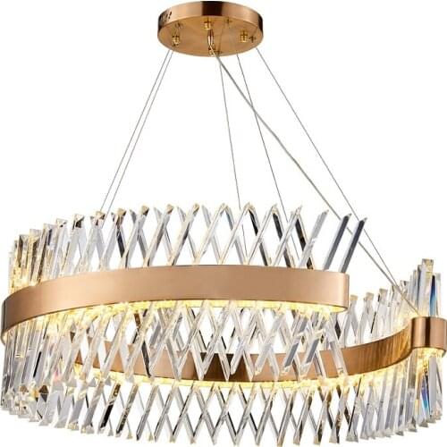 New Nordic Postmodern Luxury K9 Crystal Designer Living Room Bedroom Restaurant Bronze Metal pendant lamp suspension led