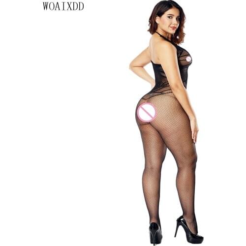 Open Crotch Tight Fishnet Bodystocking Plus Size Crotchless Bodysuit Lingerie for Women Bodysuit Sexy Lingerie Sleepwear