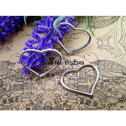 20 pcs Heart charms--Shiny Silver Heart Charm pendants,heart Connector 22x27mm