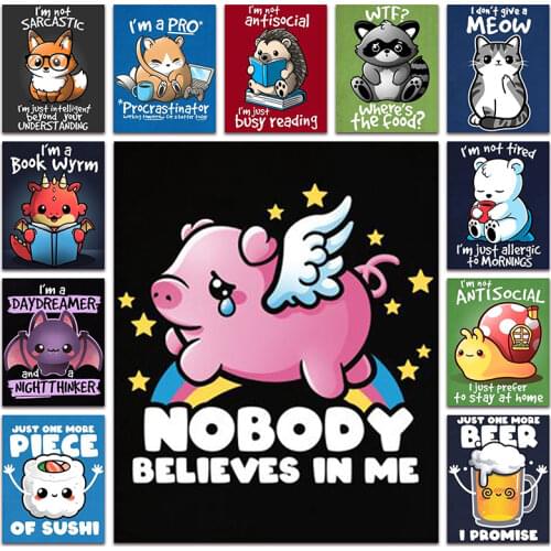 New Diamond painting Cartoon Animals fox shark pig elephant raccoon cat dragon bear DIY Full Square Drill embroidery Drawing 724