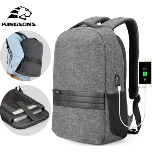 Kingsons Men Backpacks 15.6 inches Shoulder Bags in Mens Casual Daypack for Business Laptop Backpack USB Recharging Travel Bag