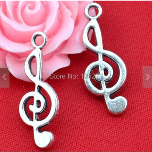 DIY Accessory Jewelry Making - 10X26MM 20PCS Antique Silver Treble Clef Music Note Charms
