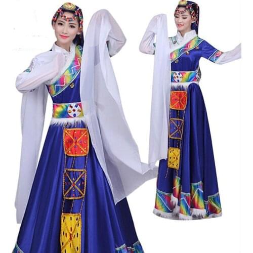 Tibetan women dance costumes ethnic Tibetan stage costumes Tibetan women Tibetan national dress