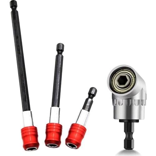 Drill Bit Extension 1/4Inch Hex Shank 3 PCS Drill Bit Holder Extension Kit 105°Angle Screwdriver Drill Attachment Bit