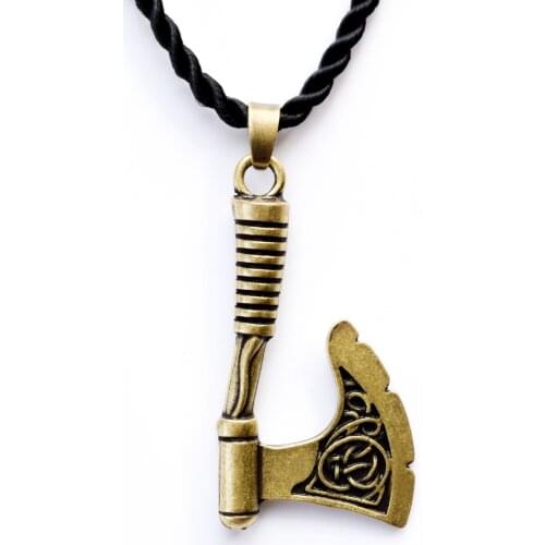 Vintage Norse Viking Runes Axe of Perun Irish Knot Hatchet Amulet Pendant Necklace