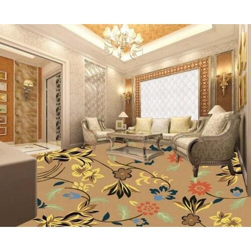 Waterproof floor mural painting 3D wallpaper floor for living room Custom Photo self-adhesive 3D floor Painted flowers pattern