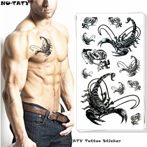 Nu-TATY Deadly Black Scorpion Temporary Tattoo Body Art Flash Tattoo Stickers 17*10cm Waterproof Fake Tatoo Car Styling Sticker