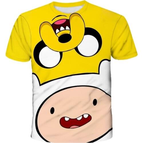 High Quality 3D Printing Adventure Time With Finn And Jake T Shirt Kids Animation Film Kawaii O-Neck Finn Boy Girls Casual Tops