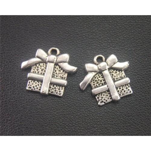 10pcs Silver Color Christmas Gift box Charm Jewelry Making DIY Handmade Craft 15X17mm A2008