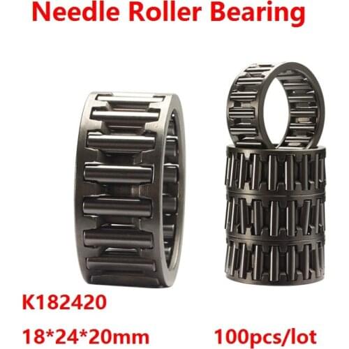 100pcs/lot K182420 K18X24X20 Radial Needle Roller and Cage Assemblies 18x24x20mm Needle Roller Bearing