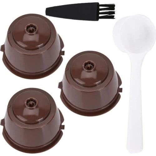 3pcs Reusable Coffee Capsule Refillable Capsules Plastic Reusable Capsules Refillable Coffee Filters With Spoon And Brush #20