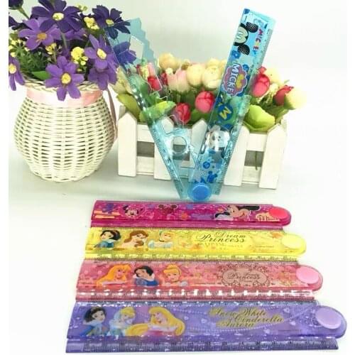 30pcs Disney Mickey Student Folding Ruler Cartoon Ruler Wave Ruler Cute Korean Folding Ruler Office Stationery Learning Gift