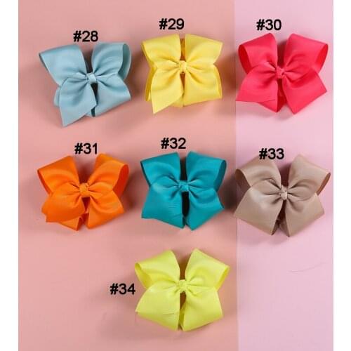 34pcs Fashion 4.8" Ribbon Hair Bow Hairpins For Baby Girls Trendy Ribbon Bows Hair Clip New Cute Girls Barrette Hair Accessories