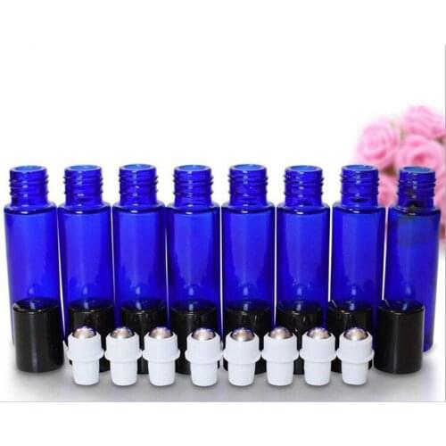 360pcs 10ml cobalt blue glass roll on bottle 10cc Perfume roll-on bottle with plastic lids essential oil use