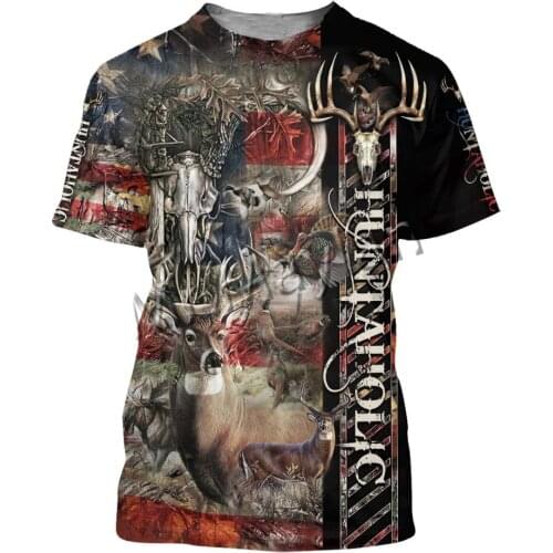 3D Print Fashion Animal Deer Huntaholic Colorful Men/Women Leisure O-Neck T-shirts / Beach Shorts / Tanks / Oversized Tops S-125