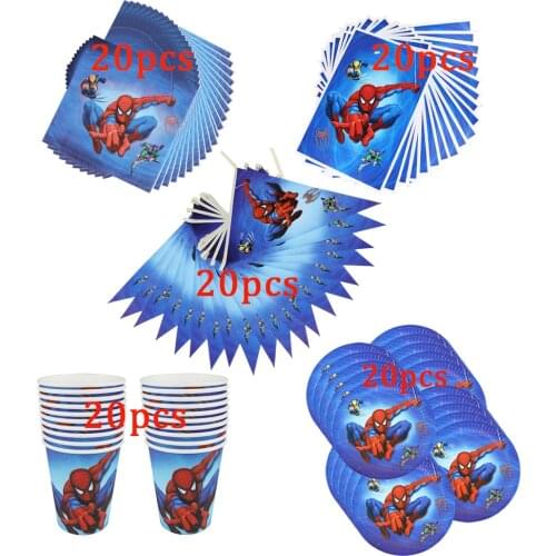 40/80/81/100PCS Spiderman Theme Baby Shower Party Decoration Birthday Sets Banner Straw bag Cup Plate Tablecloth Supplies