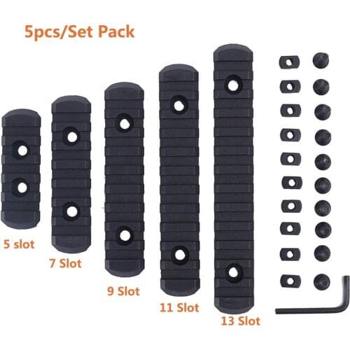 5pcs/Set 5/7/9/11/13 Slot M-Lok Rail Mount Adapter Nylon Picatinny Rail Section For Tactical Rifle Handguard 20mm Rail