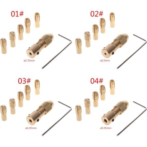 7Pcs/Set 2/2.35/4.05/5.05mm Electric Motor Shaft Mini Chuck Fixture Clamp 0.5-3.0mm Small To Drill Bit Micro Chuck Fixing Device