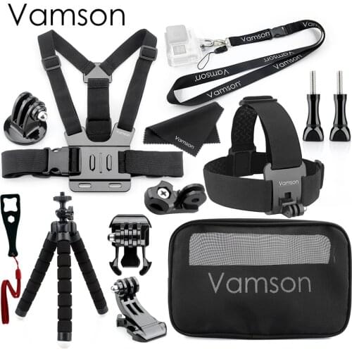 Vamson Camera Accessories for go pro Hero 7 6 5 4 Tripod Head Chest Strap for Xiaomi Yi4K for DJI OSMO Action VS22