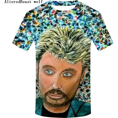 Johnny Hallyday 3D Short Sleeve T Shirt Men 2019 Spring Fashioned Harajuku Brand Casual Streetwear T Shirt Wholesale men