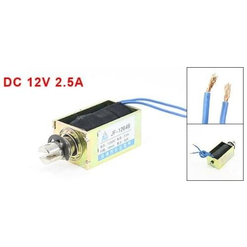 JF-1264B DC 12V 2.5A 10mm Stroke 55N 5.5Kg 12LB Force Push Pull Type Open Frame Solenoid Electromagnet