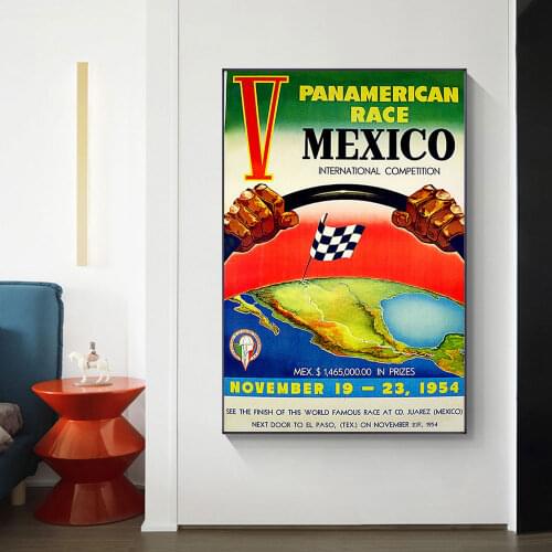 Panamerican Race Mexico Poster Painting Canvas Print Nordic Home Decor Wall Art Picture For Living Room Frameless