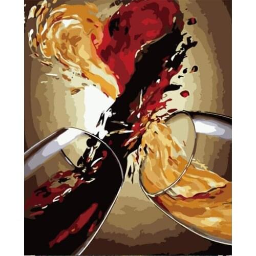 Paint By Number Wine glass Landscape Drawing On Canvas HandPainted Art Gift DIY Pictures By Number House Kits Home Decor