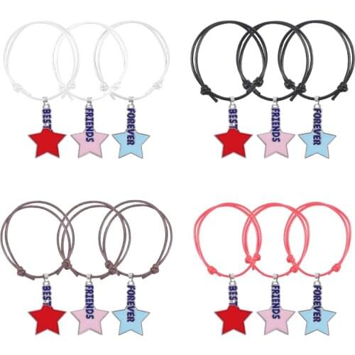 3 Piece Set Best Friend Series Bracelet Star Blue Letter Pendant Alloy Fashion Men And Women Valentines Day Jewelry Gift Hot