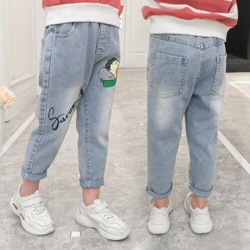 Girls jeans spring leggings new 2020 kids cartoon clothes gradient ultra big girls elastic pants children trousers 4 to 14 years