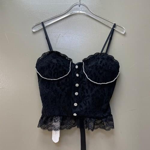 Lace Camisle Tank for Women Temperament Socialite Retro Skinny Slimming Bottoming Shirt Lady Spaghetti Straps Chest Wrap Vest