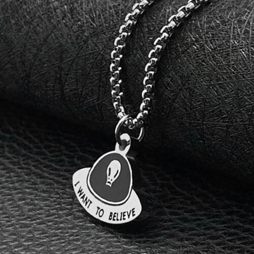 Alien necklace men UFO pendant friendship necklace man stainless steel chain necklace punk fashion jewelry on the neck Accessory
