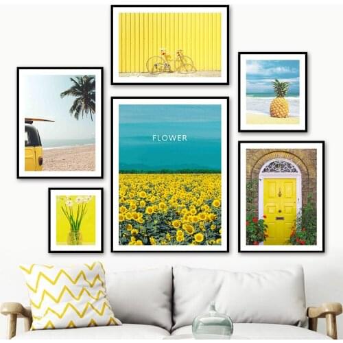 Beach Sunflower Pineapple Coconut Tree Wall Art Canvas Painting Nordic Posters And Prints Wall Pictures For Living Room Decor