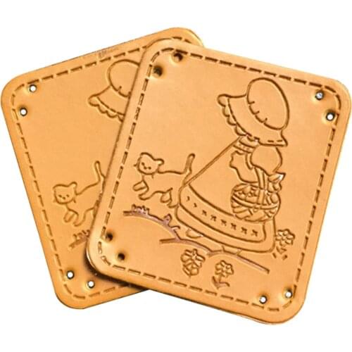 48Pcs Natural Hand Made Leather Labels With Girl Free Style Tags For Clothing Sewing Gift Leather Label For Hand Made Bag Label