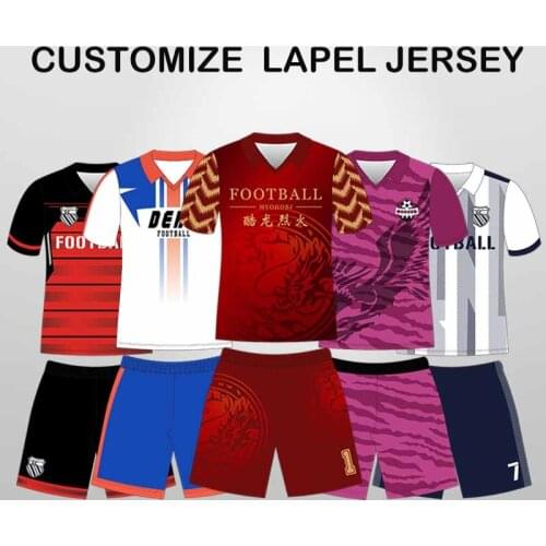 Customize lapel soccer jersey new football training short sleeve suit