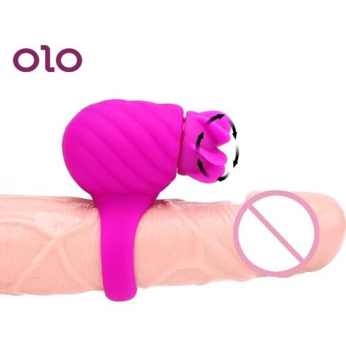 OLO Sex Toys for Men USB Rechargeable 3 Speed RotatingClitoral Stimulate Delay Spray Vibrating Cock Ring Penis Rings