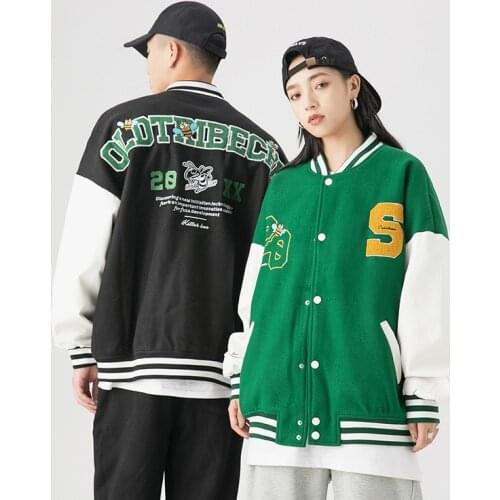 2021 Autumn Mens Embroid Letterman Baseball Jacket Unisex Womens Bomber Letter Coat Varsity Stadium Award Jacket Casual Street