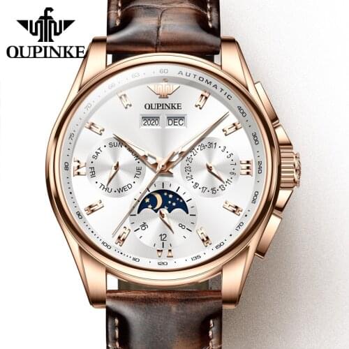 Oupinke Men's Watch With Leather Strap