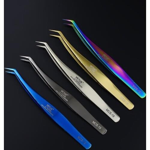 Vetus Premium Eyelash Tweezers Top Quality Ultra Fine Tip Eyebrow Tweezer For 3D 6D Volume Eyelash Extension Makeup Tweezers