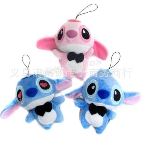 Stitch Disney Plush Doll Pendant Kawaii Couple 10CM Lilo Purses Stuffed Animals Plush Keychains Christmas Gift Car Accessories