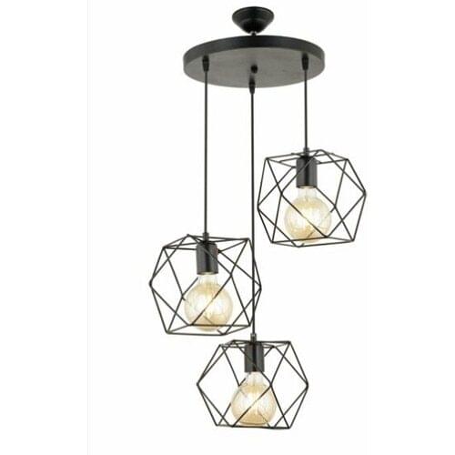 Chandelier Rustic Modern Style Triple Cube Pendant Lamp Chandelier Custom Design Black Metal Lighting