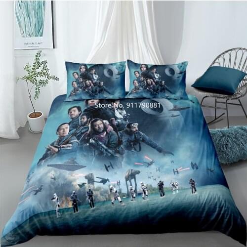 Disney Adventure Movie Star Wars Series Patterned Bedding White Blue Duvet Quilt Pillowcase Boy Bedroom Decor Home Textile