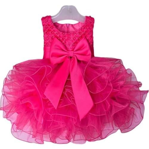 Amazing TUTU Style Girl Wedding Dress Pearls with Super Big Bow Kids Party Dresses for Girls roupas infantis menina 2-7 Years